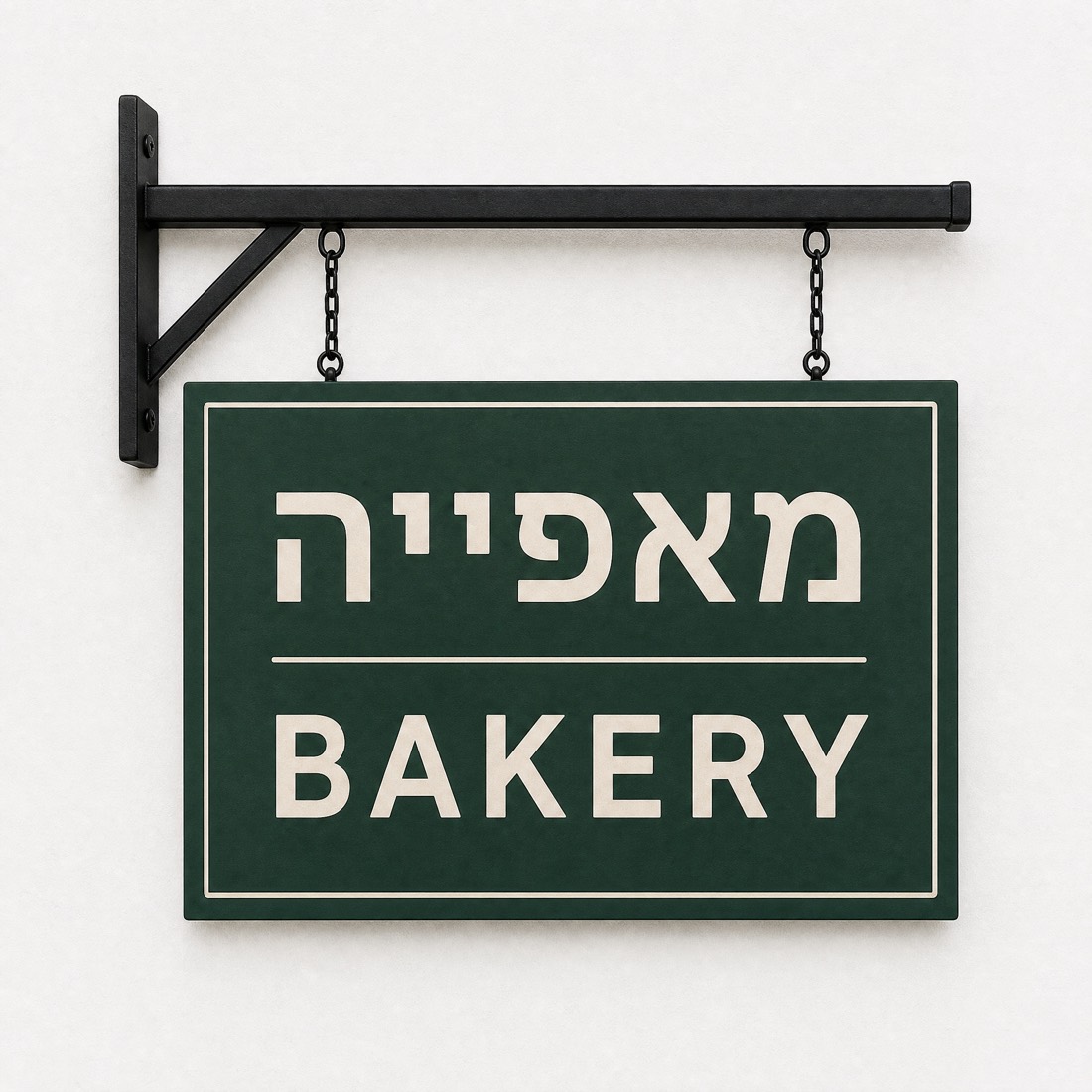 שלט חנות עם המילה מאפייה ומתחתיה BAKERY, נוצר על ידי GPT Image 1.5