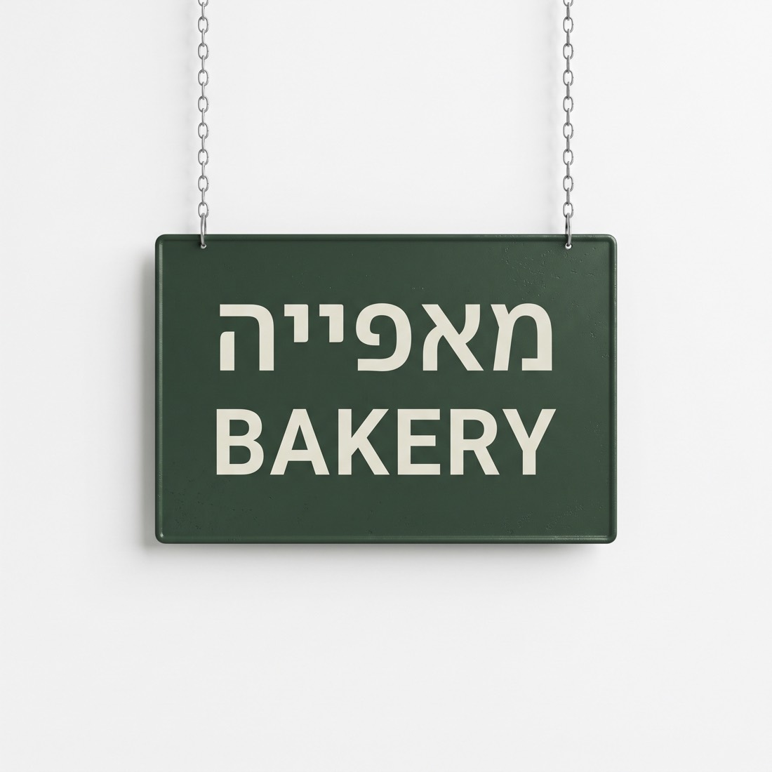 שלט חנות עם המילה מאפייה ומתחתיה BAKERY, נוצר על ידי Nano Banana Pro